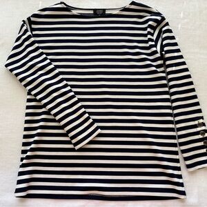 Jones New York Navy and White Striped Top